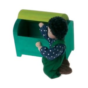 Handmade Doll House Wooden Trunk, Green by