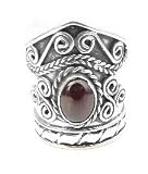 Sterling Silver Wizards Armor Ring in Garnet(Sizes 5,6,7,8,9)