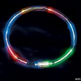 LED Color Flashing Tube Necklace, clear, multicolor, expandable - Pack of 6