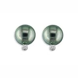 Tahitian Cultured Pearl and Diamond Stud Earrings