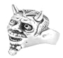 Horned Demon Head Pewter Ring