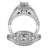 14kt. White Gold, 1 ct.tw. Diamond Unity Ring with Asscher Cut Center Diamond
