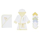 enlarged image: Joy by Carter\'s hooded towel, robe and 6 pk washcloth - White JOY