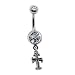 14 Gauge 3/8 Clear Gem Gothic Cross Curved Barbell - Surgical Steel