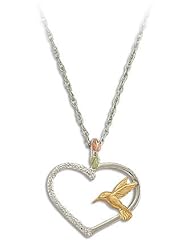 Landstroms Black Hills Silver Hummingbird Heart Pendant-Necklace - PE3079SS
