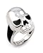 Designo Sterling Silver Skull Ring with Black Resin