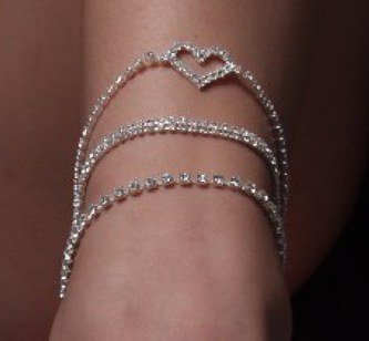 Dangling Heart Rhinestone Anklet   Adjustable Length up to 10.5   #1092