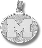 Michigan Wolverines Solid Sterling Silver ''M'' Polished Oval 1/2'' Pendant