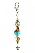 Key Chain / Purse Clip - K8 - Murano Style Glass ~ Aqua and Brown Twist with Star Charm