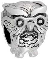 Everbling Wise Owl Authentic 925 Sterling Silver Charm Bead Fits Pandora Chamilia Biagi Troll Charms Europen Style Bracelets