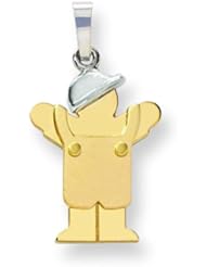 14K Two Tone Gold The Kids Boy Charm Pendant Jewelry
