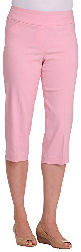 Alia Women's Solid Tech Stretch Alt Pull on Novelty Pocket Capris