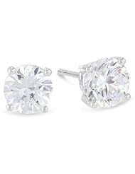 2 Carat GIA Certified Solitaire Diamond Stud Earrings Round Brilliant Shape 4 Prong Push Back (I Color, I1 Clarity, 2 ctw)