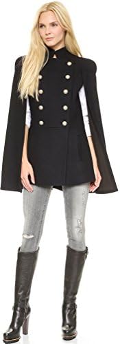 CgQgXn® Womens Fashion Unique Double Breasted Cape Jacket - Black S