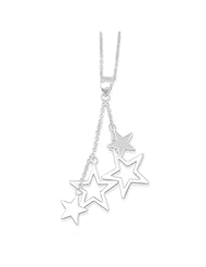 Sterling Silver 18in Dangling Stars Necklace. Metal Wt- 2.5g