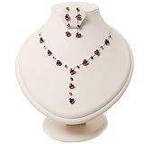 Delicate Y-Shape Light Purple Rose Necklace & Drop Earring Set