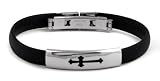 Black Rubber Steel Cross ID Bracelet