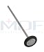  MDF« Babinski Hammer is the instrument of choice by neurologists. Named after the French Neurologist, Joseph Fran?ois Babinski, best known for the \"toe phenomenon\". This diagnostic instrument is also often referred to as the Rabiner. MDF« has modified the hammer to incorporate modern design and functionality for eliciting myotatic and plantar response with less effort and greater patient comfort. Head: The swivel thermo-plastic-rubber head is crowned with chrome-plated brass disc that enables usage of the head in both the perpendicular and parallel positions to the shaft. The flexibility provides greater effectiveness in eliciting myotatic reflex involving ankle, knee, abdomen, forearm, biceps and triceps. Handle: The weighted chrome-plated brass handle is precisely balanced for increased control of force in the percussion. The sand brushed hexagon handle is also designed with a pointed tip used as an additional stimulus for cutaneous reflexes. Measurements: 30x30x36 98 inch circumference