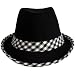 315H3G%2B clL. AA75  BLACK LIGHTWEIGHT FEDORA HAT W/ WHITE GINGHAM TRIM