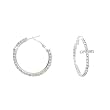 Silvertone Crystal Sideways Cross Hoop Earrings, 1.25"