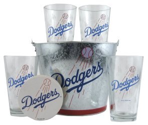 Los Angeles Dodgers Pint Glasses and Beer Bucket Set | MLB L.A. Dodgers Gift Set