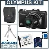 Olympus XZ-1 Digital Camera Kit - Black - with 8GB SD Memory Card, Camera Case, Table Top Tripod,Spare LI- 50B Lithium-Ion Rechargeable Battery, Memory Card Holder (4)