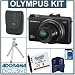 Olympus XZ-1 Digital Camera Kit - Black - with 8GB SD Memory Card, Camera Case, Table Top Tripod,Spare LI- 50B Lithium-Ion Rechargeable Battery, Memory Card Holder (4)