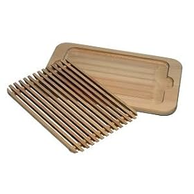 RECTANGULAR CRUMB CATCHER BREAD BOARD IN OILED BEECH w SLATS Size 395x265x24mm