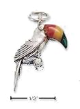 Sterling Silver Toucan Three Color Stone Bill Charm