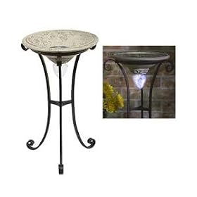 Crackled Resin Solar Birdbath by Ewins