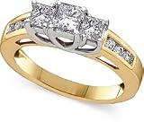 1ctw Princess-Cut Three-Stone Diamond Ring
