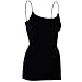 Womens Soft Stretchy Solid Color Essential Spaghetti Strap Long Tank Top Cami Black, One Size