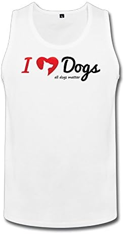 White Retro Colleges Juniors Male I Heart Dogs Mens Black Vests