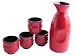 Porcelain Calligraphy Sake Set Red #1413