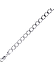 sterling silver 24" 8.7mm polish diamond cut curb chain with lobster clasp 24 inches long