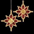 4" Gold and Red Pointed Dimensional Glitter Snowflake Christmas Ornament