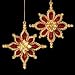 4" Gold and Red Pointed Dimensional Glitter Snowflake Christmas Ornament