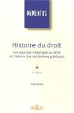 Revue Dalloz-Sirey  / Histoire du droit : Introduction historique au droit et Histoire des institutions publiques