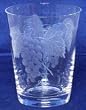 Individually Hand Etched Grapes Rocks Glass 4.5"H Set / 4