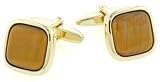 Gold plated square cushion shaped cufflinks with tigers eye with presentation box