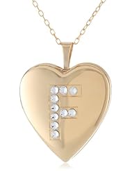 Momento Lockets Silver Swarovski Crystal Initial F Locket Necklace, 18"