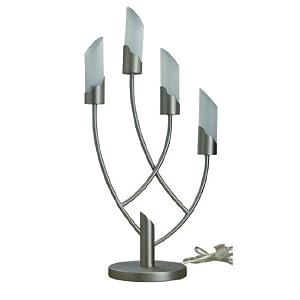 Elegant Frost Glass Shade and Satin Steel 4-Lite Table Lamp by Century