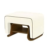 Nurseryworks Cole Ottoman in Ecru with Mocha Piping and Dark Legs