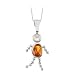 14K White Gold Cubic Zirconia and Oval Shaped Imitation Citrine Boy Pendant with Chain