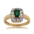 Ladies Emerald Cut Emerald & Diamond Cocktail Ring Size 7
