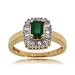 New Green Emerald & White Diamond Ladies Gold Ring