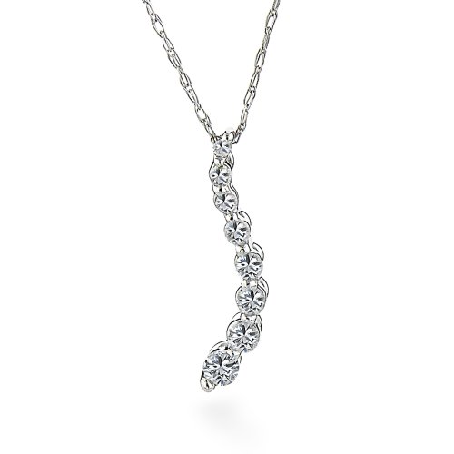 10k White Gold Journey Curve Pendant (.15 cttw, I-J Color, I2-I3 Clarity)
