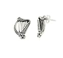 Sterling Silver Braided Irish Celtic Harp Post Earrings