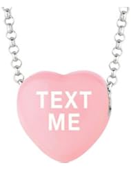 Sweethearts Enamel "Text Me" Heart on 16" Necklace Pendant with Gift Box