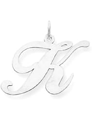 14k White Gold Small Fancy Script Initial K Letter Charm YC651K